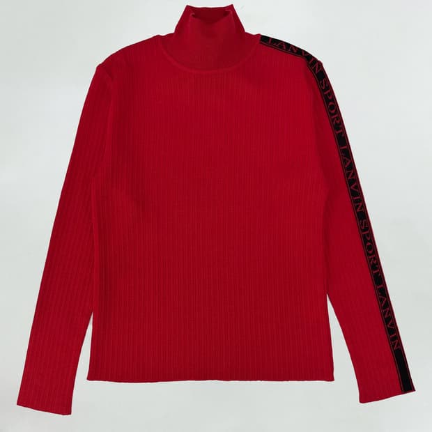 랑방 사이드 로고 디자인 터틀넥 니트