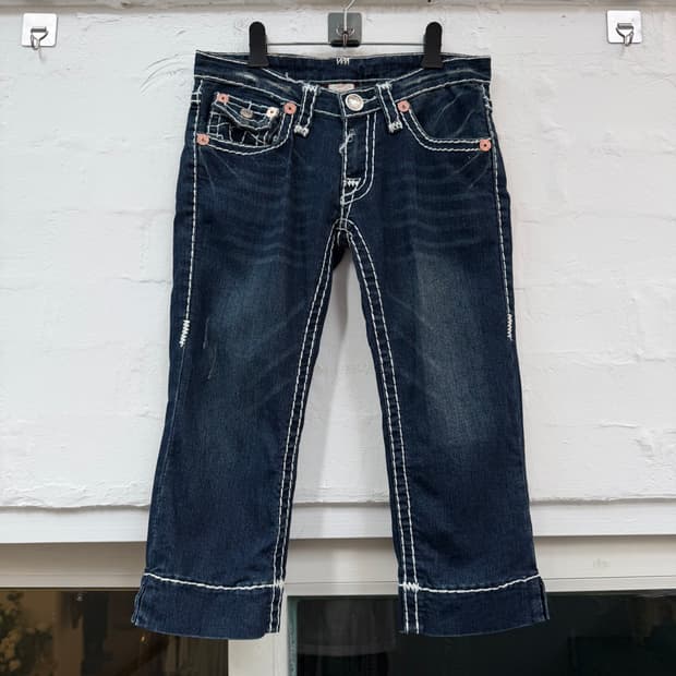 True Religion 스티치 로우라이즈 카프리 데님팬츠 27
