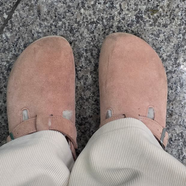 버켄스탁 보스턴 퍼 핑크 슬리퍼 245사이즈 (고급 비브람 밑창 완료)