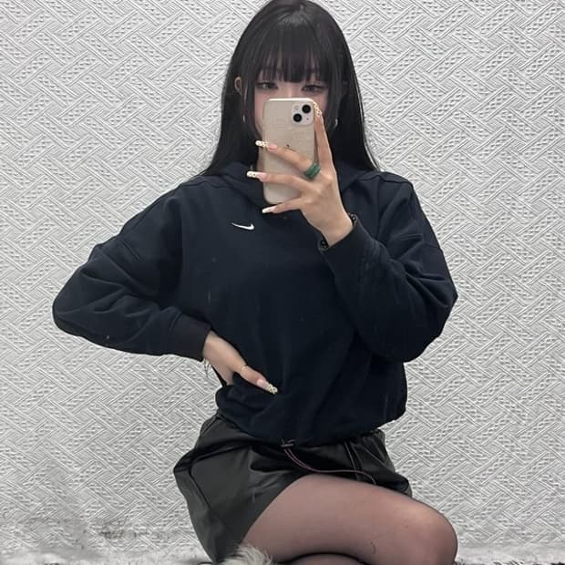 나이키 올드스쿨 스트릿 힙합 크롭 후드티 M C09729