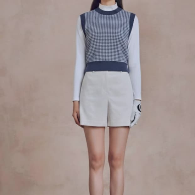 풋조이 벨로아 크롭 니트베스트 66~날씬77사이즈(L)