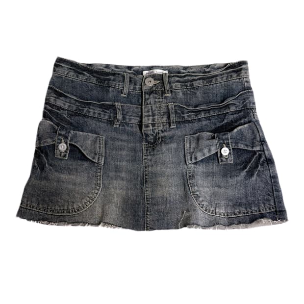 일본 빈티지 리본 디테일 주머니 포인트 데님 로우라이즈 미니 스커트 