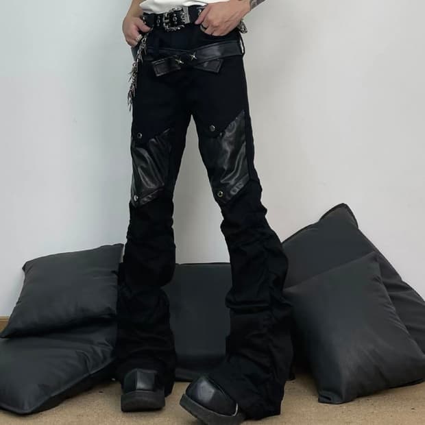 Leather Patch Jeans
