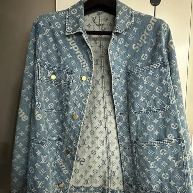 루이비통 슈프림 데님 초어 자켓 46사이즈