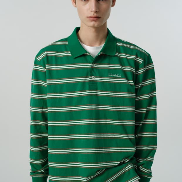 Dunst 던스트 유니섹스 멀티 스트라이프 카라 티셔츠