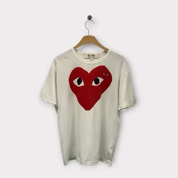 꼼데가르송 레드 더블하트 플레이 화이트 L
