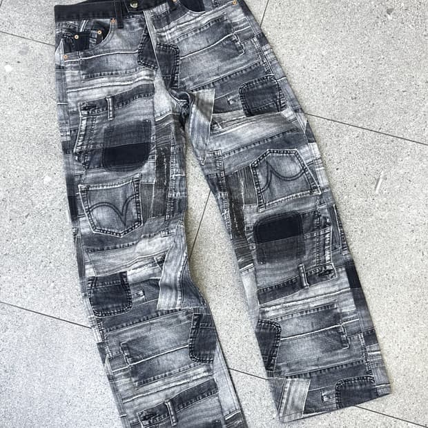 앤더슨벨 BRNO 패치워크 프린티드 와이드 진스