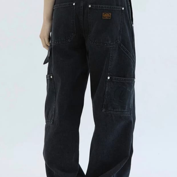 반택포) 밈더워드로브 하트워크 카펜터 데님팬츠