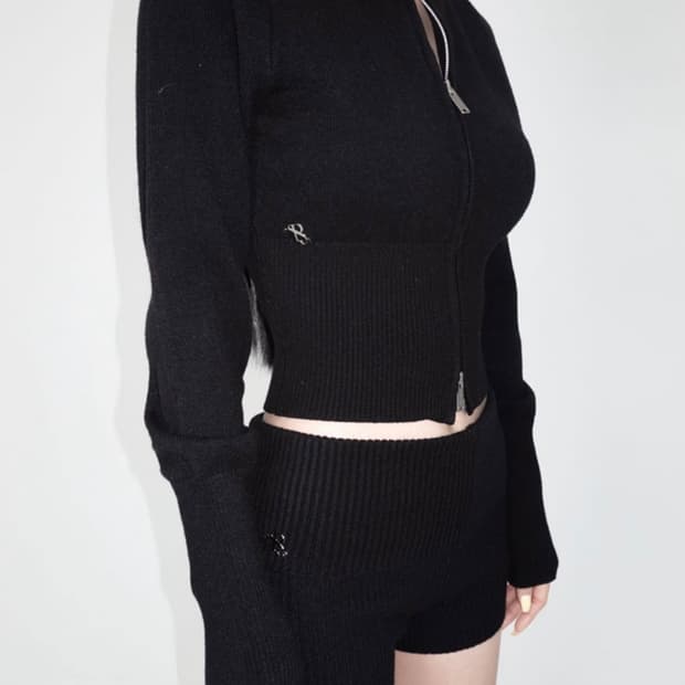 페일제이드 High-neck Knit Zip-Up + Shorts