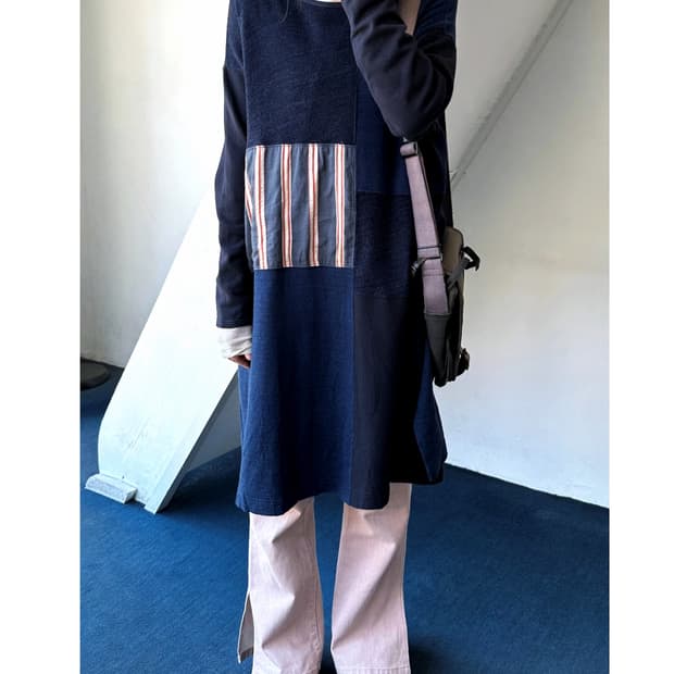 Rework design panel cotton sweat dress t