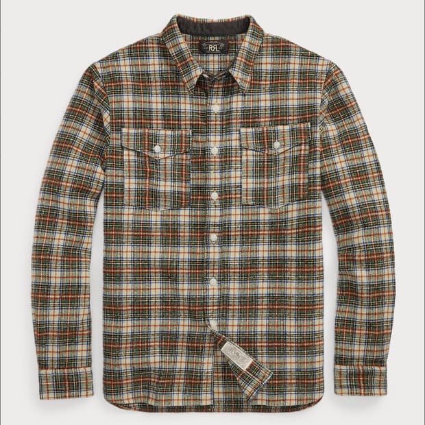 RRL 더블알엘 체크 울블렌드 트윌 워크셔츠 M