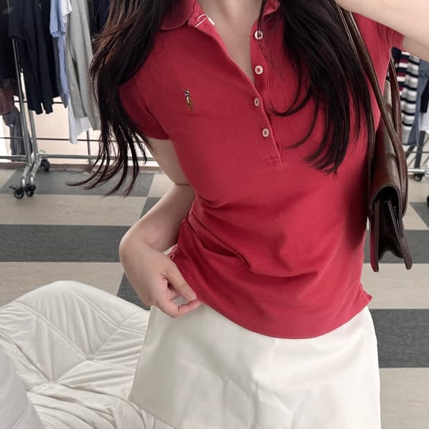 랄프로렌 5버튼 멀티포니 카라 티셔츠 