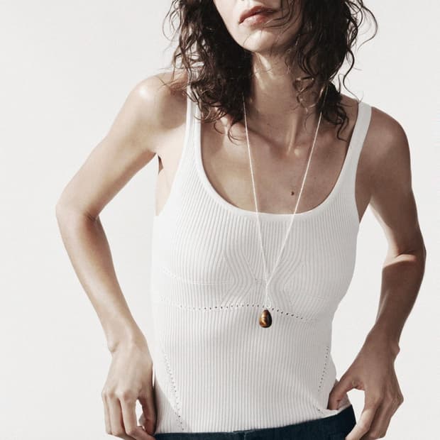 ZARA 자라 슬림 핏 니트 탑, 자라 니트 슬리브리스, 자라 니트 탑