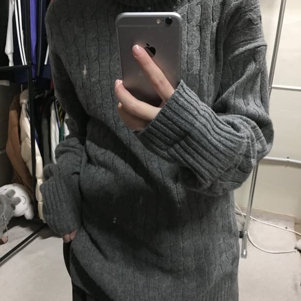 폴로 랄프로렌 그레이 목폴라 니트