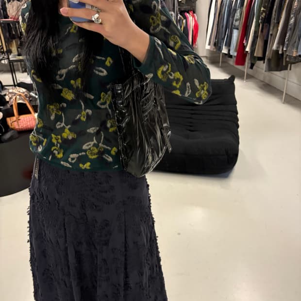 HIROKO KOSHINO floral mesh knit top 