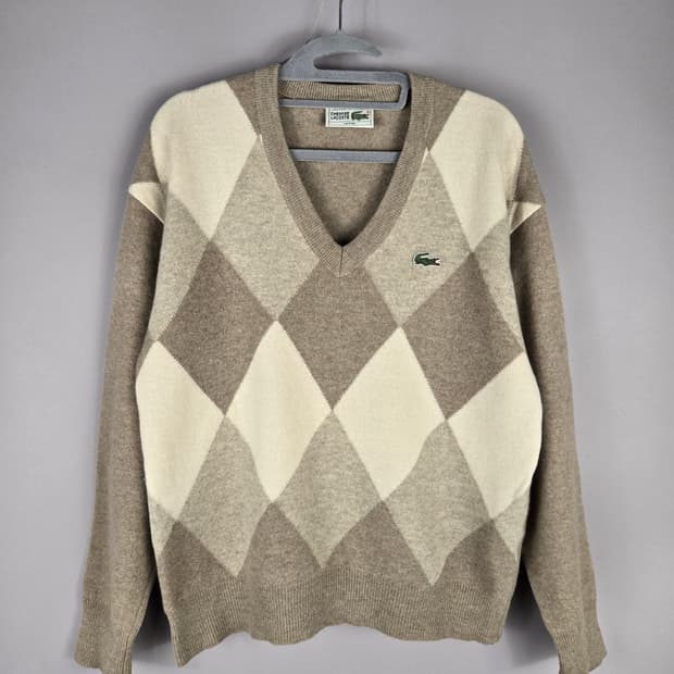 [무료배송]라코스테 100 남성 모100% V넥 아가일 니트 니트티