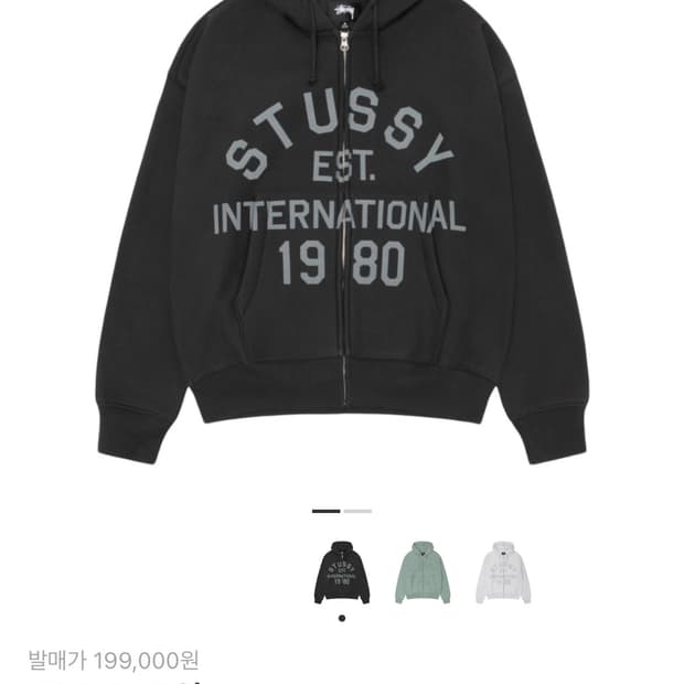 스투시 이스테블리시드(est) 집 후드 블랙