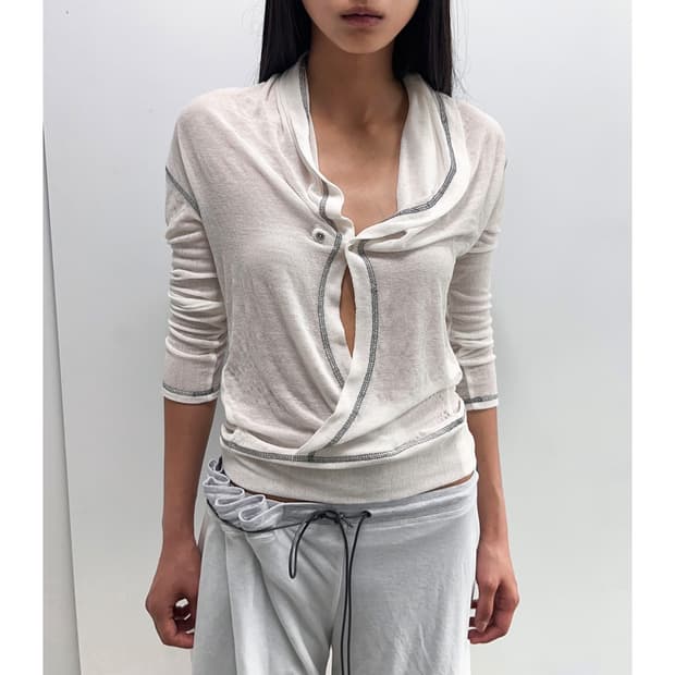 울리카상투스BACK FLARE MESH TOP (WHITE) M 