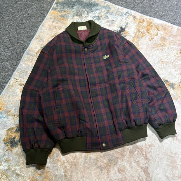 서광 라코스테 빈티지 체크 블루종봄버자켓