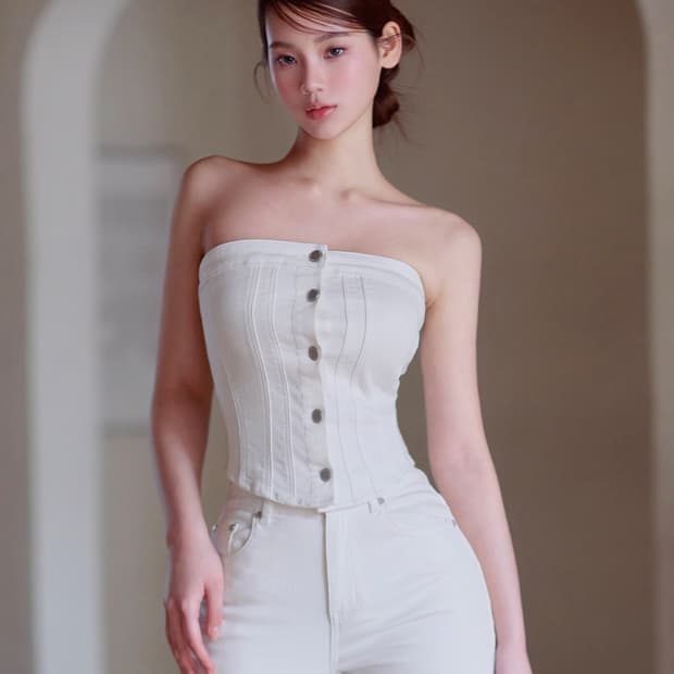 (새옷) 카인다미 데님 튜브탑