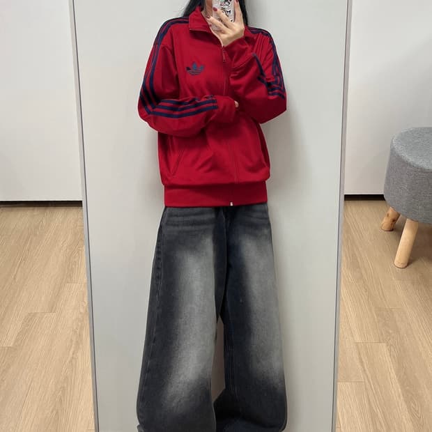 아디다스 버건디 네이비 파이어버드 트랙탑 져지