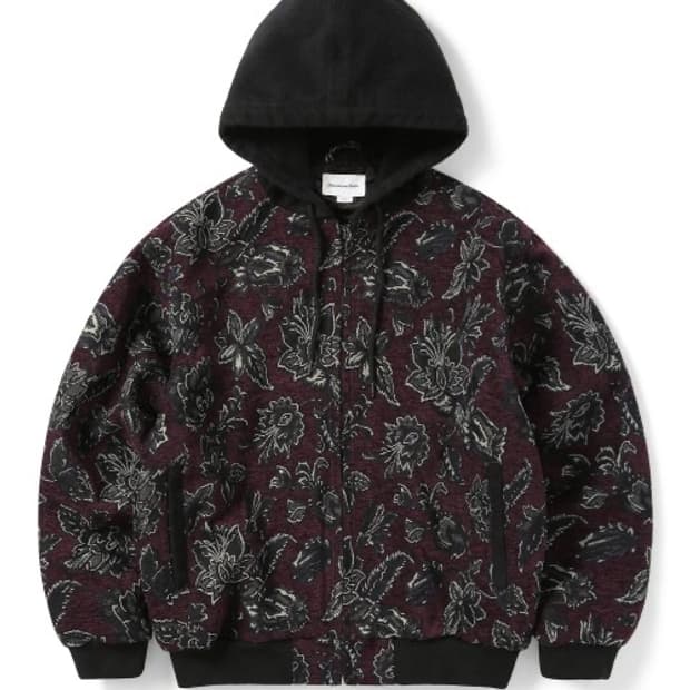 Floral Work Jacket Burgundy