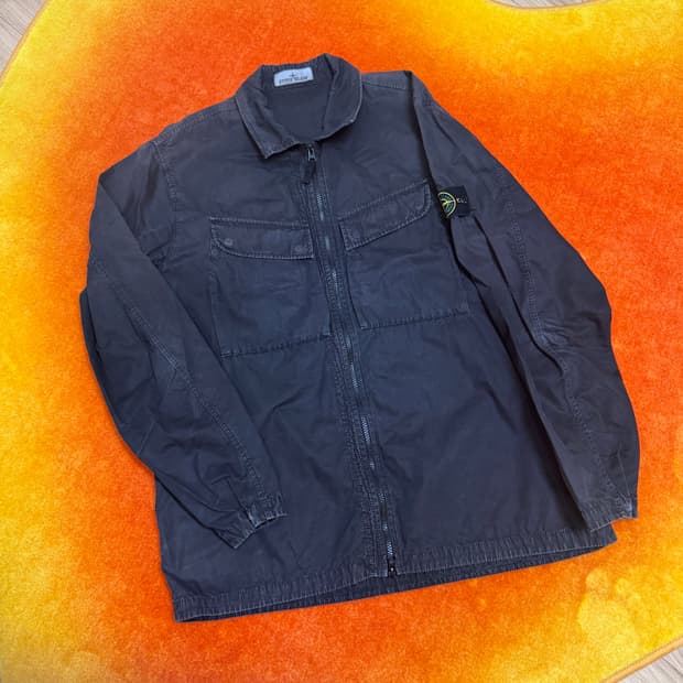 스톤아일랜드 코튼캔버스 오버셔츠 블랙 22FW 