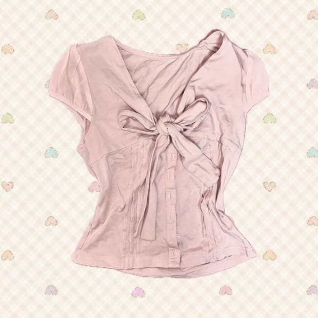 빈티지 베이비 핑크 리본 라떼갸루 히메갸루