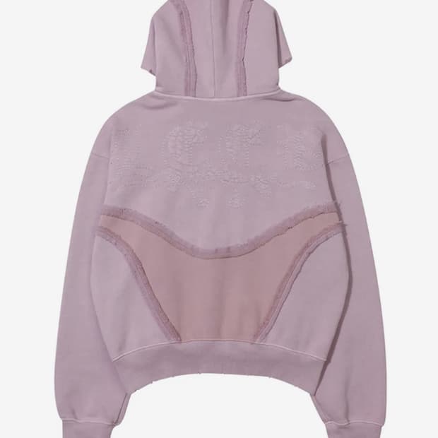 Yeel 엠브로이더드 컷오프 후디 핑크