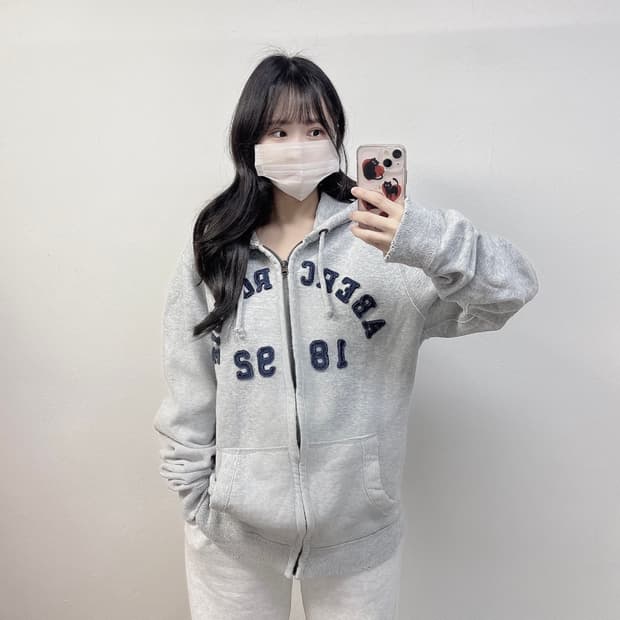 아베크롬비 아치 로고 후드집업 그레이