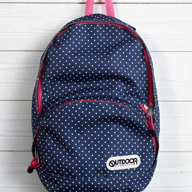 [OUTDOOR] 네이비 핑크 도트 라운드 백팩