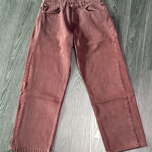 (32x32) 리바이스 565 데님 팬츠 마룬 made in usa
