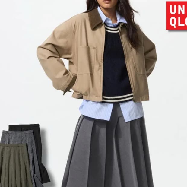 유니클로 플리츠 미디스커트(새상품)