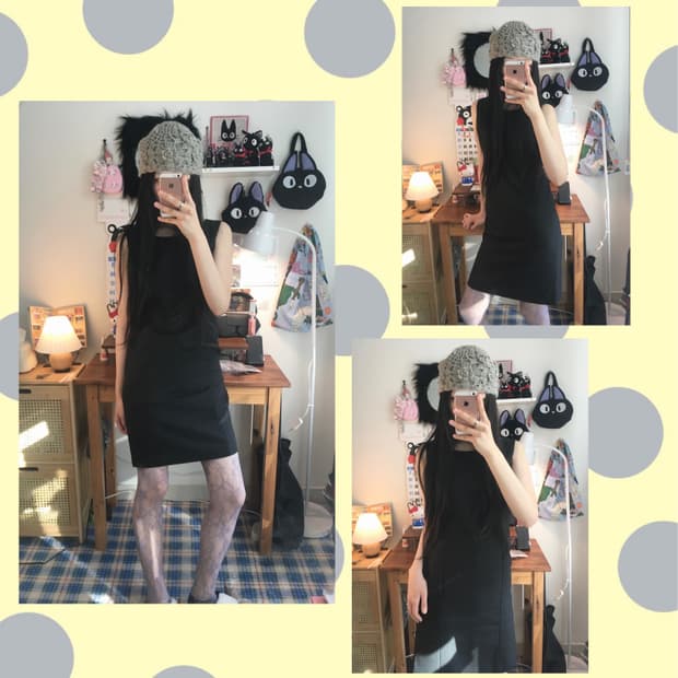 vintage minimal sleeveless dress black