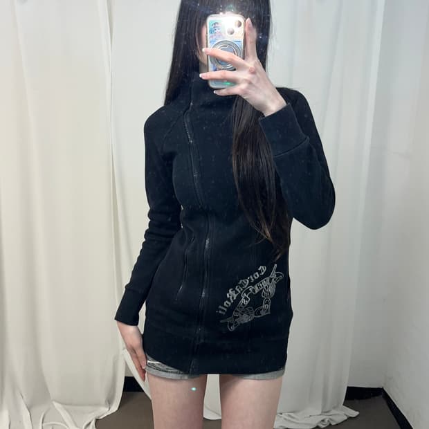 펑크 프린팅 사선 집업