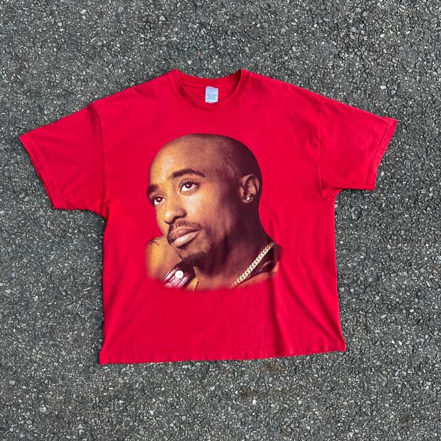 빈티지 00s 투팍 부틀렉 랩 티셔츠