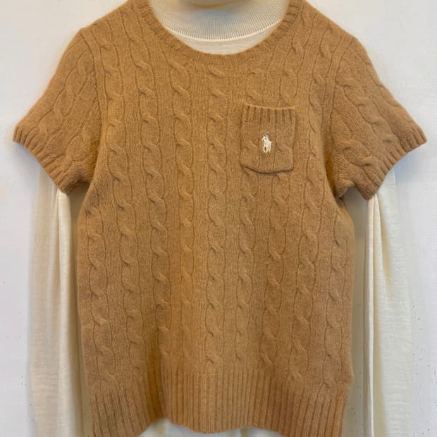 정품 폴로랄프로렌 울캐시미어 니트:) 폴로반팔니트 베이지S