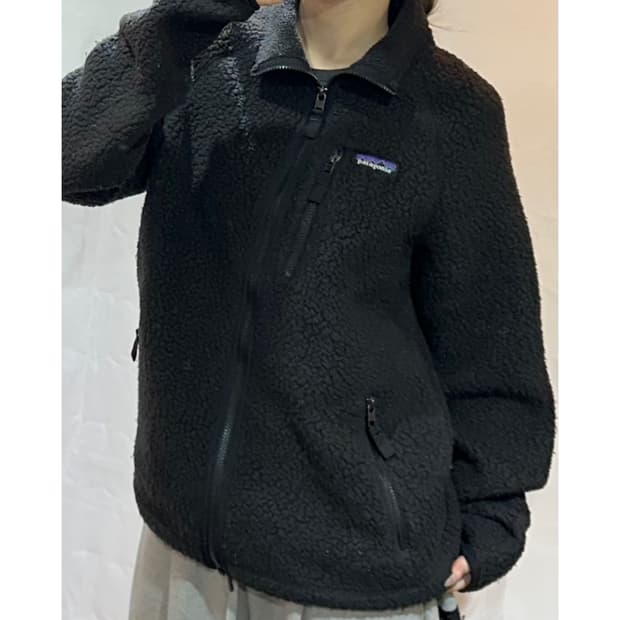 파타고니아 로고 블랙 플리스 집업