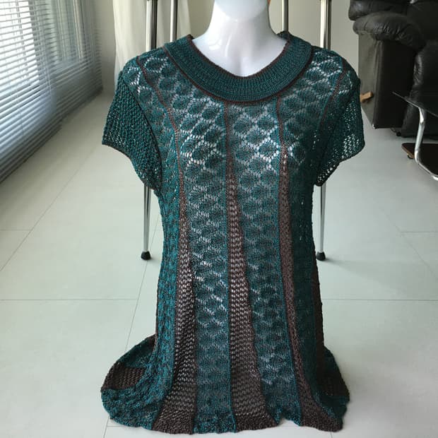 two-tone crochet sheer dress