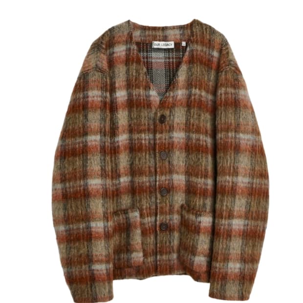 아워레가시 가디건 모헤어 어멘트 체크 46사이즈 팔아요