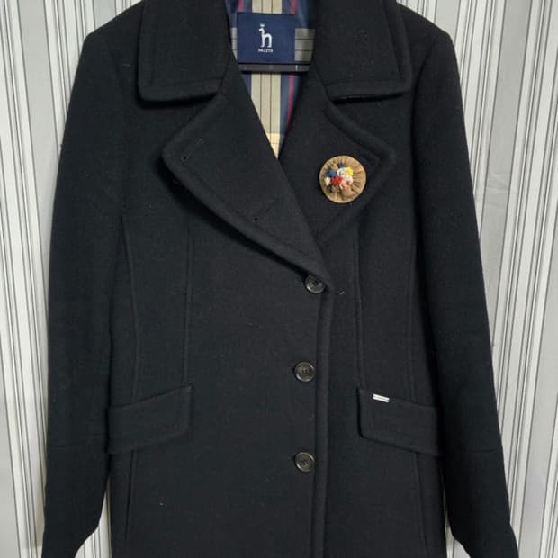 (85-160)해지스 여성 블랙 모앙고라 혼방 코트