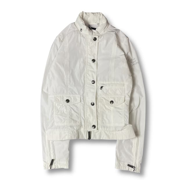캘빈클라인 화이트 나일론 버튼 자켓 S