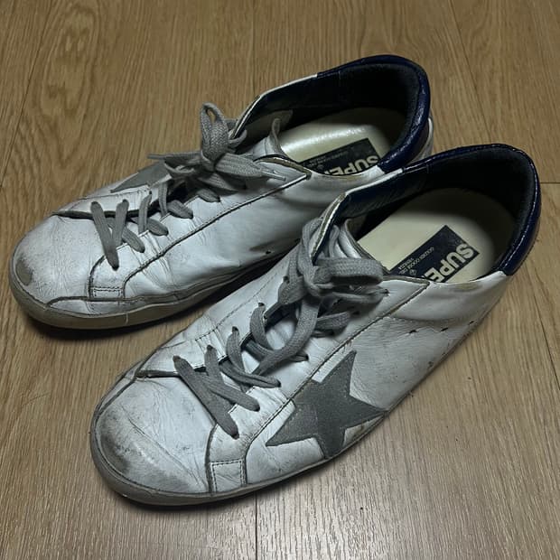 골든구스 슈퍼스타 화이트 크림 블루탭 42