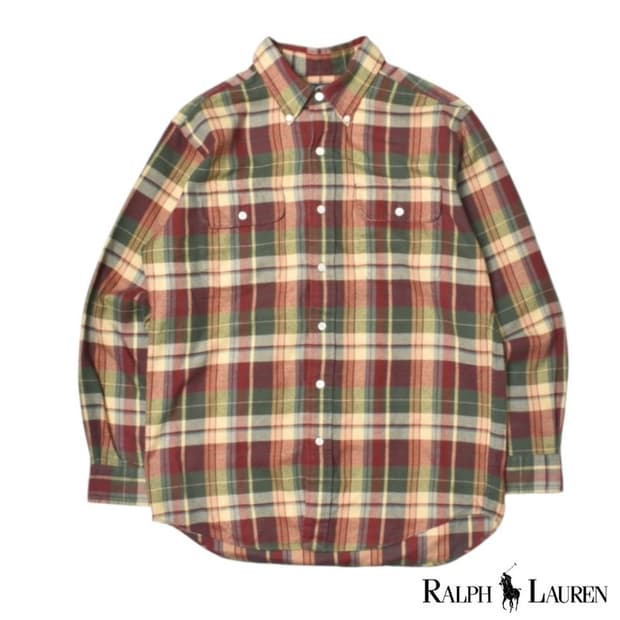 폴로 랄프로렌 암패치 체크 셔츠 남방 L N1252