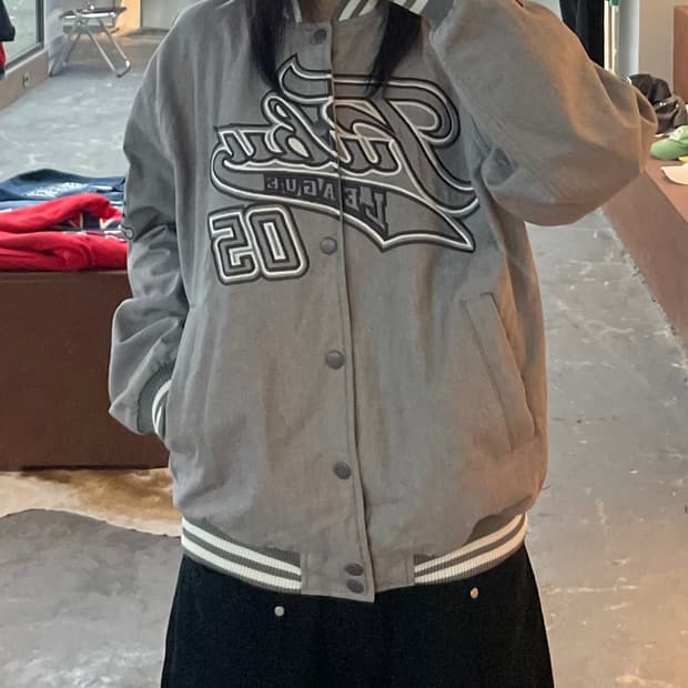 후부 빅로고 데님 바시티 자켓 H2197