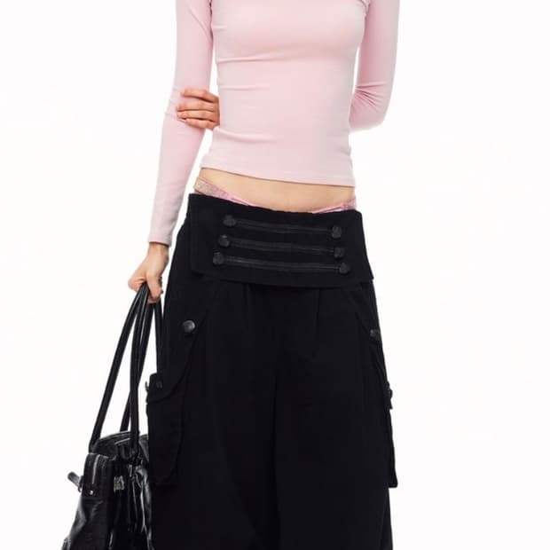 비엑세스 나폴레옹 팬츠 Buttoned Wide Leg Cargo Pan