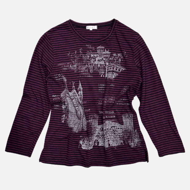 purple stripe printing t-shirt