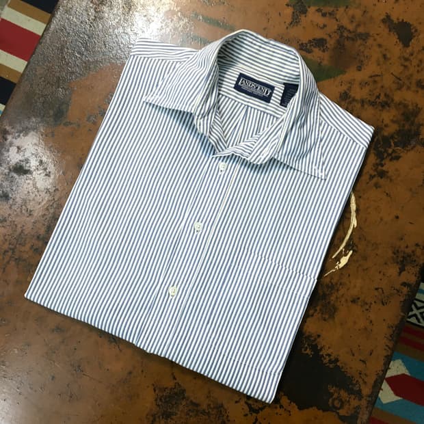 VTG 빈티지 블루 더블 스트라이프 드레스셔츠 여성 프리사이즈