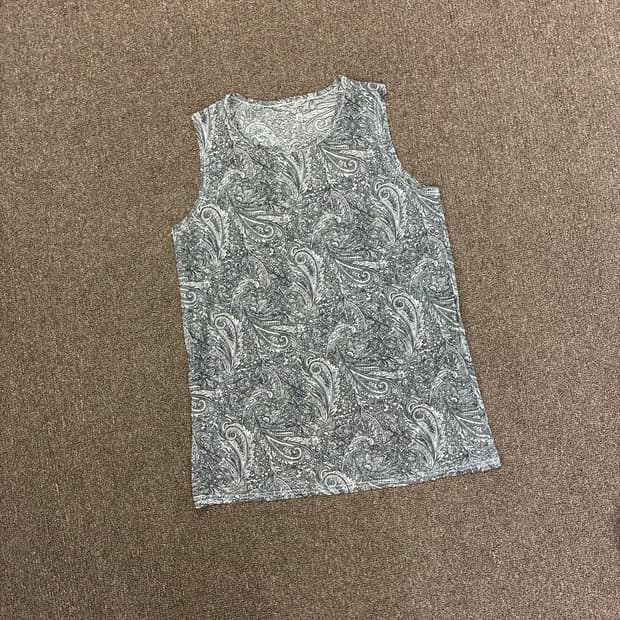 M-L)Japanese vintage 여성 페이즐리 시스루 나시