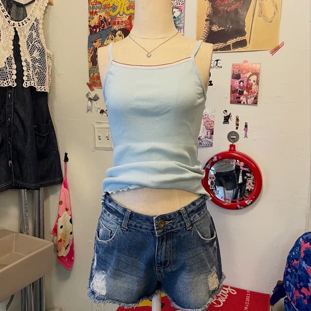 스터드 데님반바지 [무배]